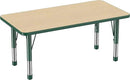 FDP Rectangle Activity School and Kids Classroom Table (24 x 48 inch), Toddler Legs, Adjustable Height 15-24 inches - Maple Top and Green Edge by CozyNest Decor
