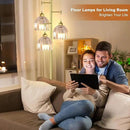Floor Lamp for Living Room Bedroom Rattan Boho Standing Lamp with Remote Dimmable Black Wicker Arc Bamboo Lamp Shade Floor Light Adjustable Tall Lamp Farmhouse Industrial Floor Lamps Bohemian by CozyNest Decor