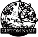Custom Butterfly Metal Sign,Personalized Butterfly House Number Signs,Personalized Gardener Name Sign,Garden Patio Wall Decor (Style-3) by GreenHaven Gardens