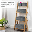 Storage Bins with Lids, Woven Storage Box Organizer Containers Decorative Baskets Cube for Clothes Bedroom Closet Office (5 Pack, Grey) by TinyTreasures Baby Boutique
