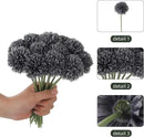 Kimura's Cabin 20Pcs Faux Mums Flowers Artificial Silk Chrysanthemums Fake Ball Flower for Halloween Fall Home Kitchen Table Decor Arrangement Decoration Bouquets (Grey Black) by CozyNest Decor