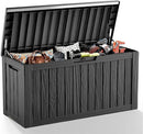 80 Gallon UV Resistant Outdoor Storage Box Waterproof, Lockable Resin Deck Box for Garden Tools, Sports Equipment and Cushions, Black by GreenHaven Gardens