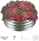 32 Inch Diameter Silver Galvanized Garden Raised Bed/Plant Box/Fire Ring-0.8mm Thick,12 Inch Tall,Crimped Edge and Corner,No Sharpe,Perfect for Plantings (2.7FT Diameter, Round) by GreenHaven Gardens