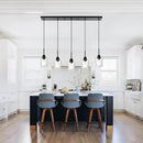 Black Chandelier 5 Light Dining Room Lighting Fixtures Hanging Linear Pendant Lights Industrial Modern Chandelier with Seeded Glass for Kitchen Island Living Room Bedroom Foyer Hall Entryway by CozyNest Decor