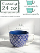 DOWAN Coffee Mugs Set of 4, 24 oz Large Coffee Mugs, Jumbo Soup Mugs With Handles, Ceramic Coffee Cups for Coffee Cereal Latte for Men Women, Housewarming Wedding Gift, Vintage Blue by CozyNest Decor