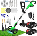 Electric Weed Wacker Eater Cordless Battery Powered, Weed Trimmer 21V Lightweight No-String with 2 Battery Operated & Wheels, 3 in 1 Stringless Grass Trimmer/Edger/Brush Cutter for Garden Yard Lawn by GreenHaven Gardens