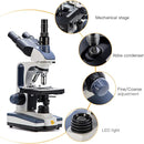 SWIFT Trinocular Compound Microscope SW350T,40X-2500X Magnification,Siedentopf Head,Research-Grade,Two-Layer Mechanical Stage,1.3mp Camera and Software Windows and Mac Compatible by TinyTreasures Baby Boutique