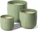 LE TAUCI Ceramic Planters, 8.3+6.9+5.7 Inch Plant Pots for Indoor Plants, Set of 3 Flower Pot with Drainage Holes, Large Round Planters Pot for Indoor House Plants, Reactive Glaze Sage Green by GreenHaven Gardens