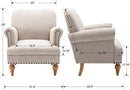 chairus Linen Accent Chair for Living Room Set of 2 Upholstered Mid Century Modern Single Sofa Chair with Solid Wood Legs Comfy Reading Chair Armchair for Bedroom/Office/Recption/Lounge, Khaki Stripe by CozyNest Decor