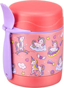 10oz Soup Thermo for Hot Food Kids,Lunch Thermo Kids Food Jar with Spoon Hot Insulated Food Containers,Leak Proof Stainless Steel Wide Mouth Lunch Food Thermo Jar for School(Pink-Unique Horse) by TinyTreasures Baby Boutique