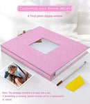 popotop Photo Album Self Adhesive with Picture Display Window,40 Pages DIY Scrapbooking Supplies Kit for 4x6 10x12 Picture,Linen Cover Memory Book for Baby Wedding, with Scraper and Metallic Pen by TinyTreasures Baby Boutique