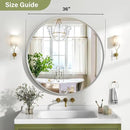 36 Inch Round Bathroom Mirror - Wall Mounted Circle Mirror with Metal Frame, Modern Mirror Suitable for Bathroom, Vanity, Entryway, Living Room, Wall Decor,Silver by CozyNest Decor