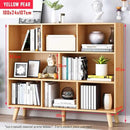 IOTXY Wooden Open Shelf Bookcase - 3-Tier Floor Standing Display Cabinet Rack with Legs, 8 Cubes Bookshelf, Pear Yellow by CozyNest Decor