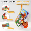 Jollybaby Baby Cloth Books, Touch & Feel Crinkle Soft Books, for Infants Babies, Toddler Early Educational Interactive Stroller Toys, Baby Girl & Boy Gift(Plush Tails) by TinyTreasures Baby Boutique