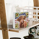 Cute Highland Cow Patriotic Baby Decor, Highland Cow Sunflower Decor, Wooden Box Decor Sign for Home Farmhouse Office Living Room Table Shelf by CozyNest Decor