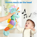 LIGHTDESIRE Baby Toys Musical Seahorse,Infant Stuffed Animal Toys with Crinkle and Rattles,Soft Sensory Toys with Textures for Tummy Time Newborn Boys Girls 0 3 6 12 Months(Blue) by TinyTreasures Baby Boutique