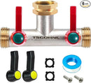 Hose Splitter, 180 Degree T Type Water Hose Splitter, Faucet Splitter 2 way 3/4" GHT Thickened Hexagonal Water Inlet with 2 More Extension Handles by GreenHaven Gardens
