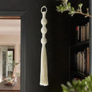 Macrame Wall Hanging Small Sphericity Cotton Textile Tassel Wall Hanging Fiber Yarn Art for Living Room Bedroom 27'' L x 2.3'' W by CozyNest Decor