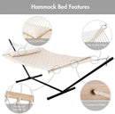 ANOW Heavy Duty Hammock with 12FT Steel Stand Included, Rope Hammock with Detachable Pillow and Pad, 450 LBS Weight Capacity, Cream by GreenHaven Gardens