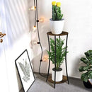 YINMIT Plant Stand Indoor,2 Tier Round Potted Holder Rack,Flower Pot Stand Shelf,Round Supports Rack,Corner Plant Shelf for Balcony Garden Patio Living Room,Brown by GreenHaven Gardens