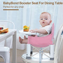 Baby Travel Booster Seat with Double Tray, BabyBond Upgraded Toddler Portable Baby Chair, Booster Seat for Dining Table, Stable and Foldable Booster Baby Chair for Indoor/Outdoor (Pink) by TinyTreasures Baby Boutique