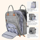 BabbleRoo Extra Large Diaper Bag Backpack, Expandable Baby Bag with Up to 50% More Capacity - Travel Essentials Baby Bag Tote with Changing Pad, Stroller Straps & Pacifier Case - Unisex, Light Gray by TinyTreasures Baby Boutique