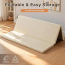 Foam Baby Play Mat: PU Leather Waterproof Kids Playmat - Trifold Floor Mat - Large Play Mat for Playpen Thick Pad Fodable Mattress Soft Toddler Mattress Infant Cushion for Preschool (Beige) by TinyTreasures Baby Boutique