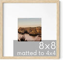 HAUS AND HUES Solid Oak 8"x8" Picture Frame Matted to 4"x4" - 8x8 Square Frame With or Without Mat, 8x8 Wood Frame, Square Photo Frame, 8 x 8 Wood Picture Frame (Beige Oak) by CozyNest Decor