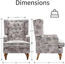 Mid-Century Accent Chair, Upholstered Arm Chair Linen Fabric Side Chair with High Back Solid Wooden Legs, Comfy Reading Chair for Living Room Bedroom, Floral Pattern by CozyNest Decor