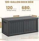 Deck Box, 120 Gallon Outdoor Storage Box Lockable Patio Waterproof for Furniture, Garden Tools, Sports Equipment and Pool Supplies, Waterproof, Resin, Lockable by CozyNest Decor