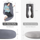 MOON PARK Pregnancy Pillows for Sleeping - U Shaped Full Body Maternity Pillow with Removable Cover - Support for Back, Legs, Belly, HIPS - 65 Inch - Dark Grey by TinyTreasures Baby Boutique