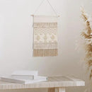 Dremisland Macrame Woven Wall Hanging Home Decor Bohemian Beige Geometric Wave Art Decor with Wool Ball and Tassle-Elegant Apartment Bedroom Dorm Room Door Decoration, 15.7" W x 22" L (Beige Wool Ball) by CozyNest Decor