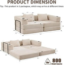 78" W Loveseat Sofa, 4 in 1 Convertible Floor Sofa Bed, Boneless Cloud Couch with Cup Holder, Fold Out Floor Couch, Loveseat Recliner Sleeper for Living Room Bedroom Lounge(Corduroy, White) by CozyNest Decor