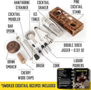 Bartender Kit with Whiskey Smoker - 13 pcs, Pine Stand - Bar Set with Cocktail Shaker, Bartending Kit with Essential Bar Accessory Tools, Wood Chips, Steel by CozyNest Decor