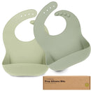 KeaBabies 2-Pack Silicone Baby Bibs for Eating - Sturdy Food-Grade Silicone Bibs for Babies Girl, Boy, Large Food Catcher, Clean & Put On Easily, Waterproof Toddler Feeding Essentials (Sage) by TinyTreasures Baby Boutique