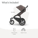 UPPAbaby Ridge Jogging Stroller/Durable Performance Jogger with Never-Flat Tires/Built for Walking, Running, Hiking/Water Bottle Holder and Basket Cover Included/Theo (Dark Taupe/Carbon Frame) by TinyTreasures Baby Boutique