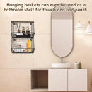 CYEAH 2 Pcs Stackable Fruit Basket for Kitchen, Hanging Wall Fruit Basket with Wood Lid, Space Saving Wall Mounted Mesh Metal Wire Baskets, Kitchen Counter Organizer for Snack, Onion, Potato Storage by CozyNest Decor