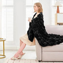 Ultra Soft Luxury Faux Fur Throw Blanket for Counch,Fuzzy Fluffy Plush Warm Cozy Elegant Wrinkled Blanket for Sofa Bedroom Living Room,（50"x60",Tie-dye Black） by CozyNest Decor