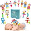 Baby Hanging Rattle, Wrist Rattles Foot Finder Rattle Sock, Hand and Feet Rattle Toy, Newborn Present Baby Shower Birthday Gift Set for0 3 6 9 12 24 to 36 Months Babies(12 E) by TinyTreasures Baby Boutique