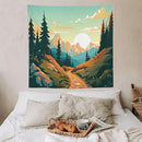 HZOHNAGO Mountain Tapestry Forest Mountain Sunrise Road Pattern Printed Wall Tapestry Wall Hanging for Bedroom Living Room Dorm 60" W x 60" H by CozyNest Decor