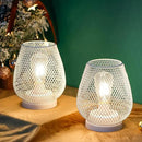 JHY DESIGN Set of 2 Metal Cage LED Lanterns Battery Powered Cordless Accent Light with LED Great for Weddings Parties Patio Events for Indoors Outdoors(White) by GreenHaven Gardens