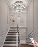 Flashing God Small Crystal Chandeliers Dia 12" Silver Chandelier Flush Mount Ceiling Light for Bedroom Living Room Dining Room Hallway Dimmable 3 Rings LED Celing Lighting Fixtures by CozyNest Decor