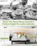 BOOSINY Stainless Steel Dish Drying Rack, Dish Racks for Kitchen Counter, Rust Proof Dish Drainer and Drainboard Set, Small Dryer with Drainage, Utensil Holder and Cup Holder by CozyNest Decor