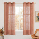 LAMIT Terracotta Linen Curtains 63 Inch for Bedroom, Light Filtering Neutral Semi Sheer Window Boho Curtains Bronze Grommet Panels for Living Room, 2 Panels, 34 x 63 Inch by CozyNest Decor