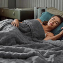 Pawque Super Soft Cozy Throw Blanket for Couch Sofa Bed - Fluffy Sherpa Fleece Reversible Thick Warm Fuzzy Blanket for All-Season, 3D Checkered Jacquard Elegant Decorative Blankets, Grey, 50" x 60" by CozyNest Decor