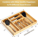 Umilife Bamboo Kitchen Utensils Organizer, Extra Long High Silverware Drawer Holder, Flatware Cutlery Storage Box, Multi-Use Drawer Divider in Office, Bathroom, Pantry - 17"x6"x2.5" (Set of 2) by CozyNest Decor