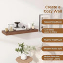 Fun Memories 30 Inch Floating Shelves, 12 Inch Deep Floating Shelf for Wall, Rustic Deep Shelves for Books, Bathroom, Living Room, Kitchen, 30 x 12 x 2 Wood Floating Shelves, Walnut Color, Set of 2 by CozyNest Decor