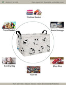 Rectangular Folding Laundry Basket,Canvas Basket,Nersury Hamper,Suitable for Children,Office,Bedroom,Clothes,Toys Storage (REC Cow), 14.9’’L ×10.2’’W×9.05’’H inches by TinyTreasures Baby Boutique