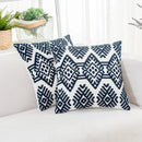 HWY 50 Navy Blue Decorative Throw Pillow Covers 18x18 Inch, Pack of 2 Embroidered Cotton Farmhouse Cushion Cover Pillow Case for Sofa Couch Living Room Bed Bedroon, Diamond Geometric Design by CozyNest Decor