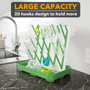 SpaceAid Baby Bottle Drying Rack with 20 Hooks, Space Saving Kitchen Bottles Rack Dryer, Vertical Baby Bottle Holder Organizer for Countertop Storage Accessories (White and Green) by TinyTreasures Baby Boutique